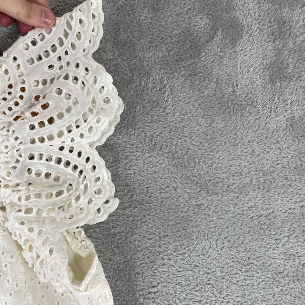 Jennifer Grace Eyelet Blouse Womens XL White Cotton Boho Flutter Sleeve Top - Picture 7 of 10